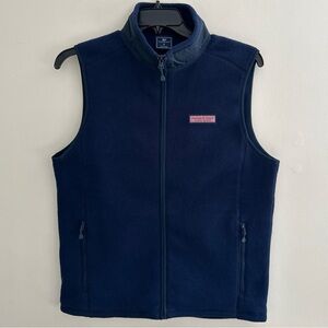 Vineyard Vines Men’s Tech Fleece Harbor Vest Navy Blue Full-Zip Size S